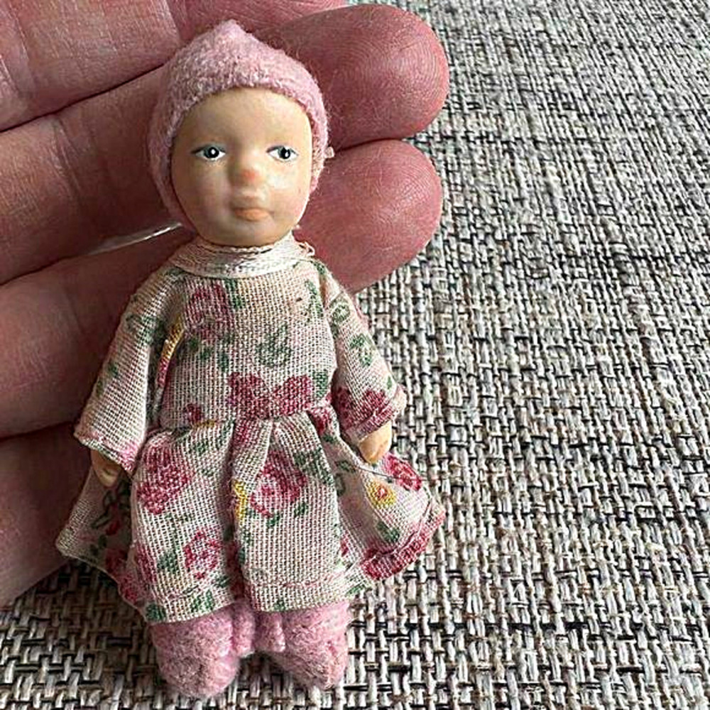Melissa and Doug Victorian Doll Baby Ceramic‎ Doll Pink Hat Floral Dress